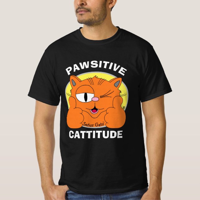 Camiseta ACTITUD DE PAWSITIVE Aactitud positiva Señor Gato (Anverso)