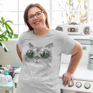 Camiseta Actitud Felina Divertida Gato Mascota Linda
