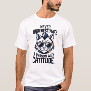 Camiseta Actitud Felina Nivel 100 Actitud Divertida de Gato