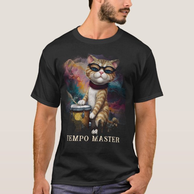 Camiseta *~* Actitud Guay Cat DRUMMER AP91 Percussionista (Anverso)
