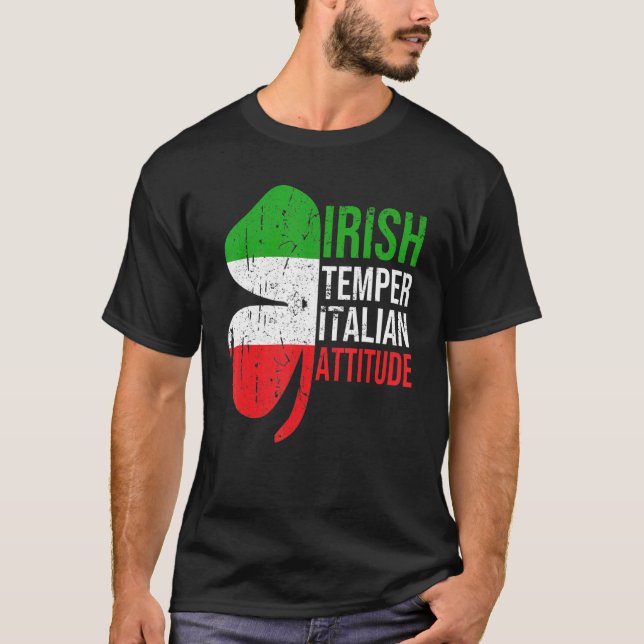 Camiseta Actitud irlandesa moderada italiana Día de San Pat (Anverso)