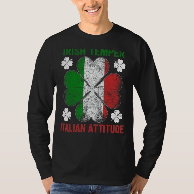 Camiseta Actitud Irlandesa Temper Italiana Sahmrock St Patr (Anverso)