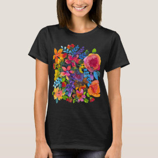 Camiseta Activa de Flores Abstractas