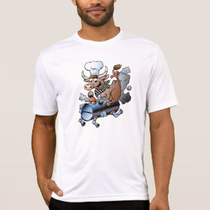 Camiseta Activa Para Hombres De Vaca Montando Una 