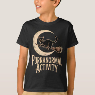 Camiseta Actividad Purranormal Halloween Gato Negro Media L