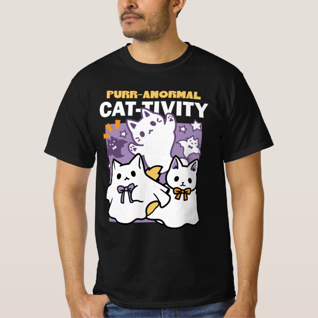 Camiseta Actividad purranormal para gatos - Diseño de gatos (Anverso)