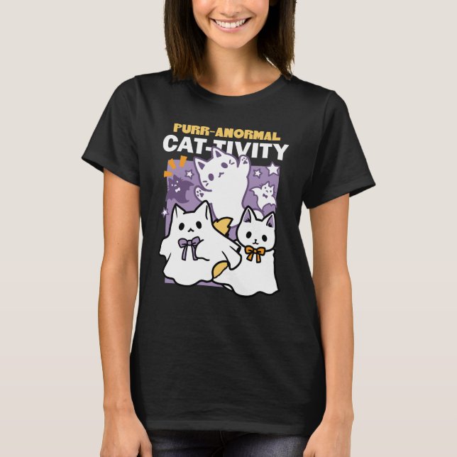Camiseta Actividad purranormal para gatos - Diseño de gatos (Anverso)