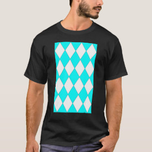 Camiseta Acua Y Blanco De Patrón De Harlequin Grande Geomét