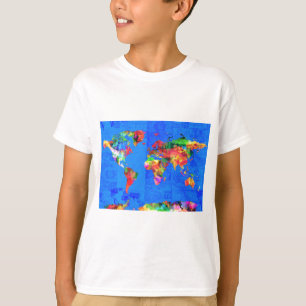 Camiseta acuarela 1 del mapa del mundo