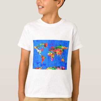 Camiseta acuarela 1 del mapa del mundo