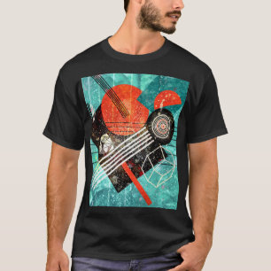 Camiseta acuarela abstracta, formas geométricas coloridas.