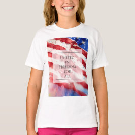 Camiseta acuarela americana, libertad de la bandera estadou