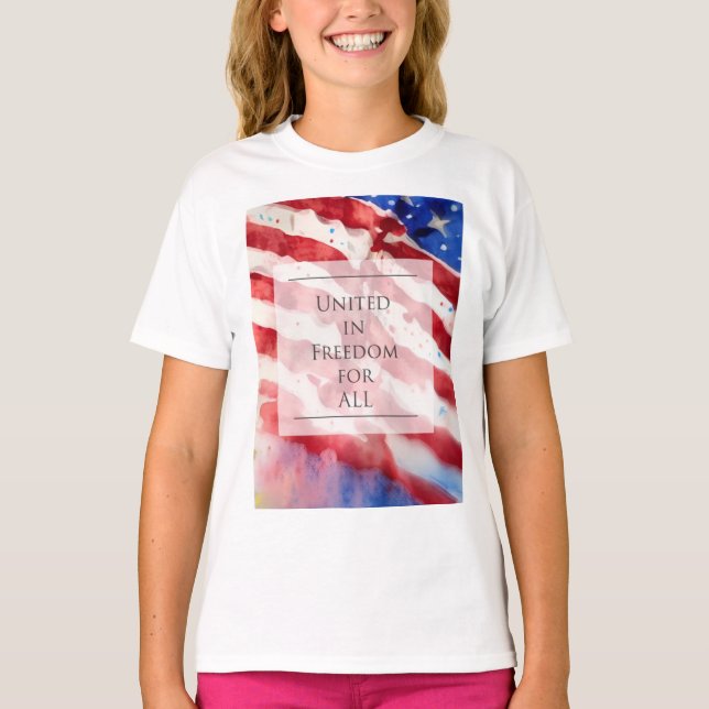 Camiseta acuarela americana, libertad de la bandera estadou (Anverso)