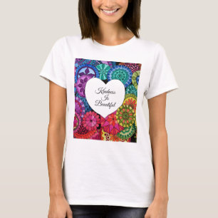 Camiseta Acuarela Arcoiris Mandala con corazón
