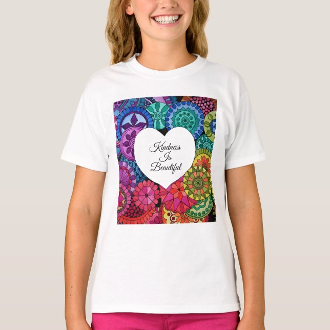 Camiseta Acuarela Arcoiris Mandala con corazón (Anverso)