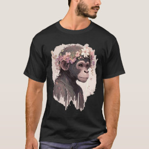 Camiseta Acuarela artificial Mono Flor Crown Ani floral
