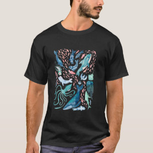 Camiseta Acuarela Ballenas Árticas Pez Beluga Narval Calama