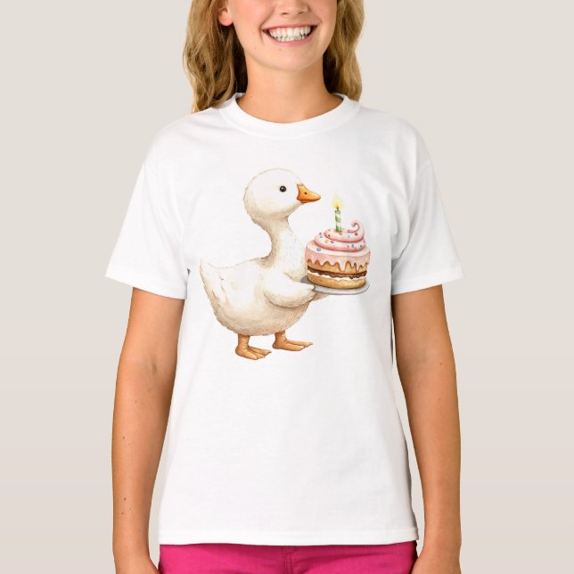 Camiseta Acuarela Bebé blanco ganso fiesta de cumpleaños (Anverso)