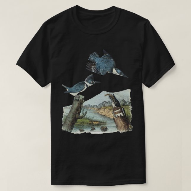 Camiseta Acuarela Belleza Kingfisher Bird Comer Pescado Nat (Diseño del anverso)