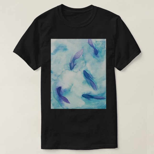 Camiseta Acuarela Betta Azul Tranquila (Diseño del anverso)