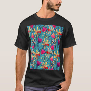 Camiseta Acuarela Brillante: Diseño Floral Seamless.