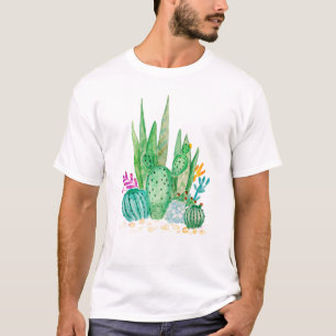 Camiseta Acuarela , cactus , suculentos grandes