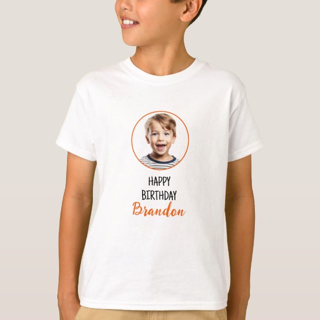 Camiseta Acuarela Camping Blanco Oso Niños Foto Cumpleaños (Anverso)