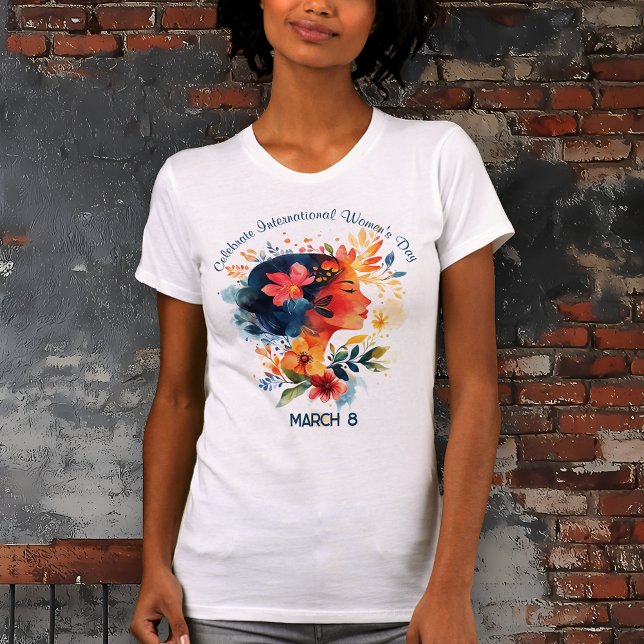 Camiseta Acuarela celebra el Día Internacional de la Mujer (Celebrate International Women's Day t-shirt)