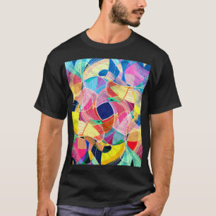 Camiseta acuarela colorida abstracta, fondo fantástico