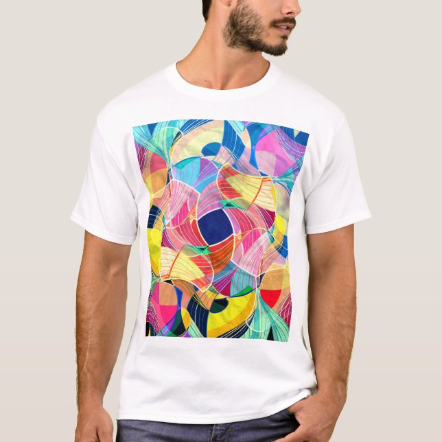 Camiseta acuarela colorida abstracta, fondo fantástico (Anverso)