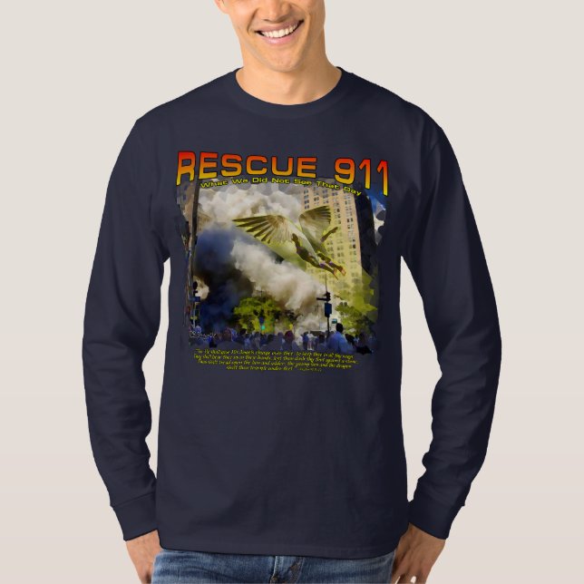 Camiseta acuarela compuesta "Rescue 911" con un mensaje (Anverso)