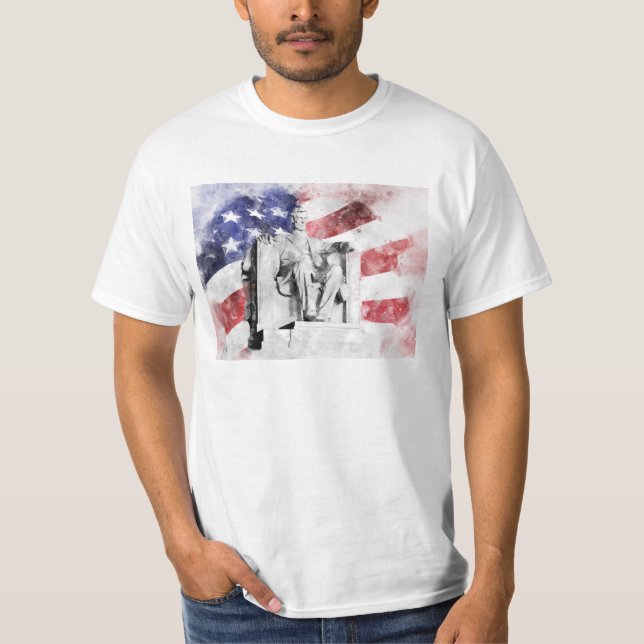 Camiseta Acuarela conmemorativa de Lincoln con bandera esta (Anverso)