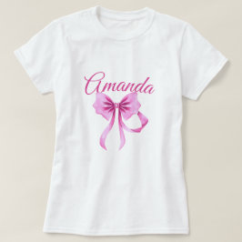 Camiseta Acuarela Coquette rosa Bow Sweet 16 Cumpleaños