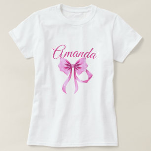 Camiseta Acuarela Coquette rosa Bow Sweet 16 Cumpleaños