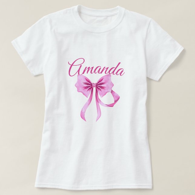 Camiseta Acuarela Coquette rosa Bow Sweet 16 Cumpleaños (Diseño del anverso)