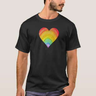 Camiseta Acuarela Corazón Arcoiris Vintage Retro 80 Mujeres