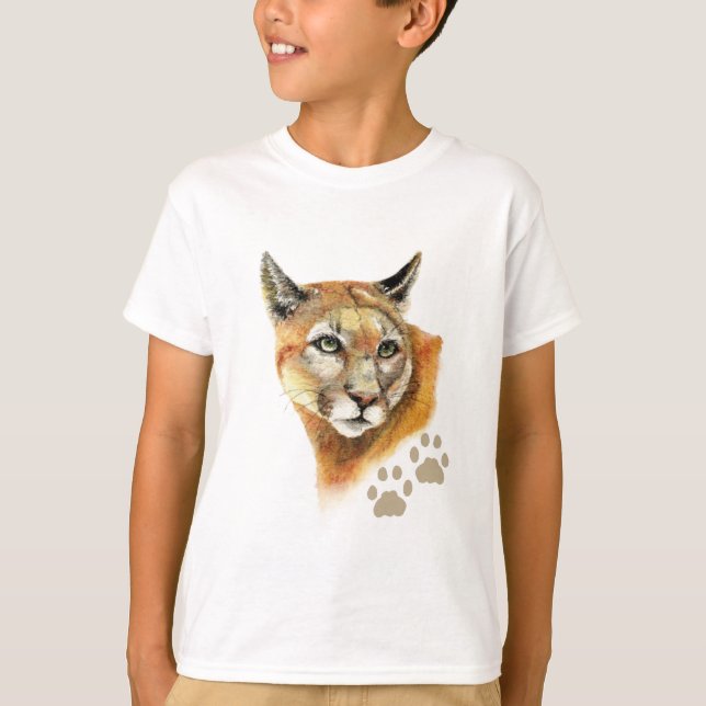 Camiseta Acuarela Cougar Puma, león de montaña, animal (Anverso)