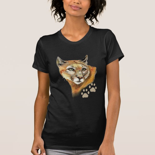 Camiseta Acuarela Cougar Puma, león de montaña, animal (Anverso)