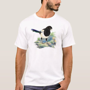 Camiseta Acuarela Curioso Magpie Fun Bird Art