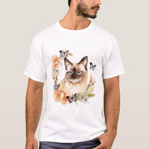 Camiseta Acuarela Cute gato siamés