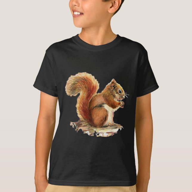 Camiseta Acuarela Cute la ardilla roja Naturaleza animal (Anverso)