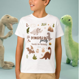 Camiseta Acuarela Cute Neutral Dinosaurio Fiesta Cumpleaños
