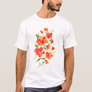Camiseta Acuarela de amapola ornamental: Bouquet aislado