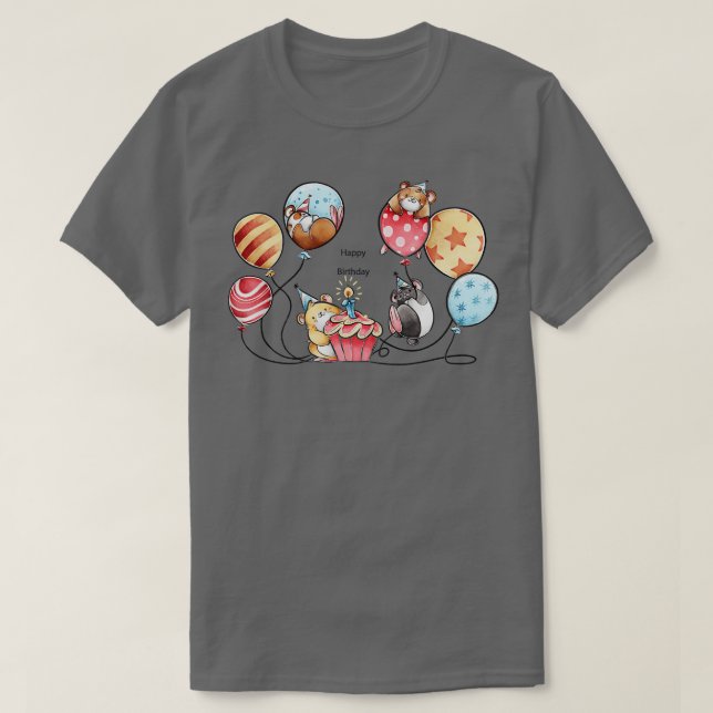 Camiseta Acuarela de animales de cumpleaños (Diseño del anverso)