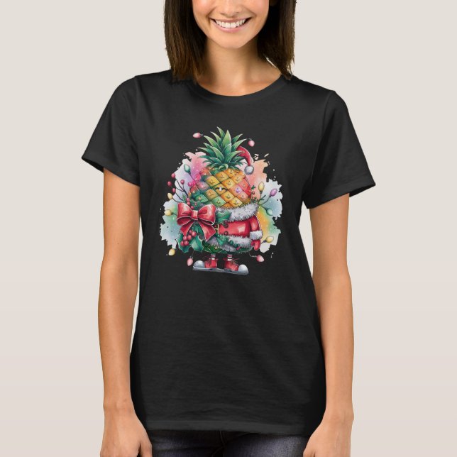 Camiseta acuarela de árbol de piña navidad (Anverso)