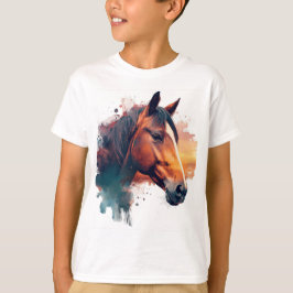 Camiseta Acuarela De Caballo De Castaño