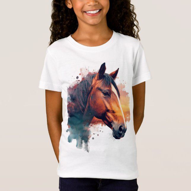 Camiseta Acuarela De Caballo De Castaño (Anverso)