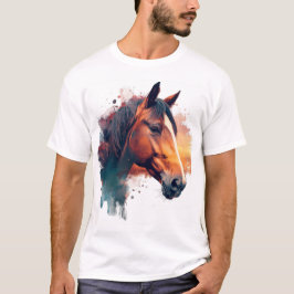 Camiseta Acuarela De Caballo De Castaño