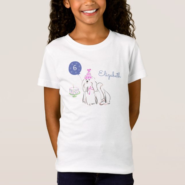 Camiseta Acuarela De Cachorro Cachorro De Cumpleaños Maltés (Anverso)
