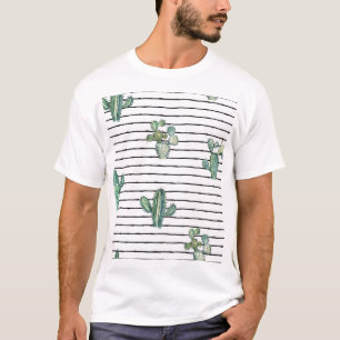 Camiseta Acuarela de Cactus: Dibujo de Pluma Vintage.